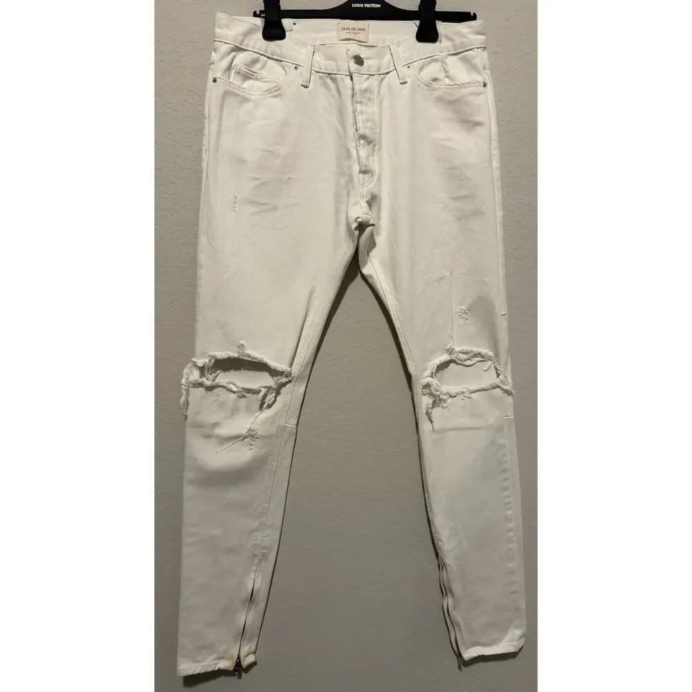 EUC Fear of God Fourth Collection White Skinny Jeans